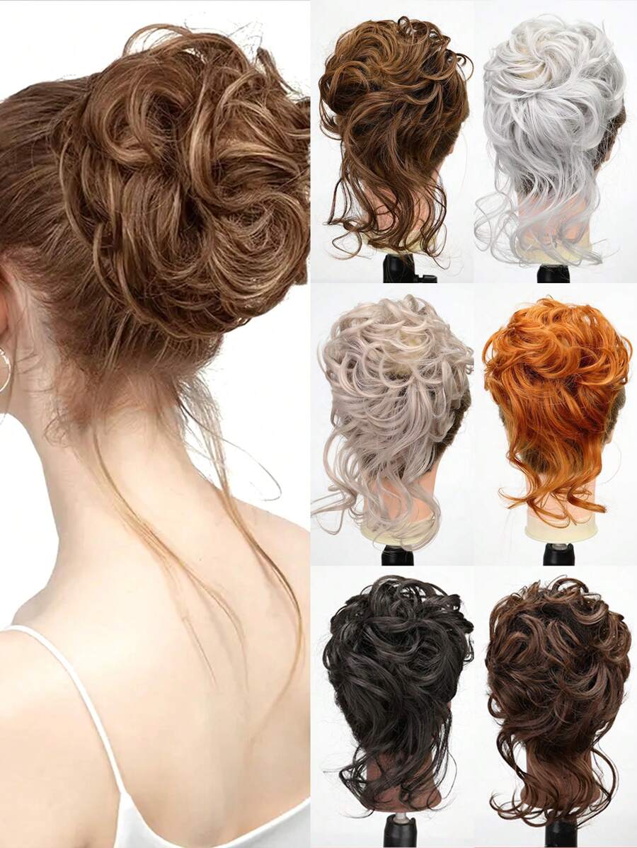 Mocha Brown Claw Messy Donut Hair Buns Updo Chignon Synthetic Clip In Hair Extensions Elegant Natural Looking For Daily Use - Mocha Brown - View 1