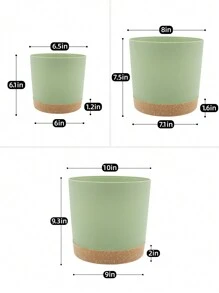 QCQHDU 花盆套裝 2入組 8 英寸，帶有排水孔和可拆卸底座的室內植物花盆，室外花園花盆的碟式現代裝飾（綠色）