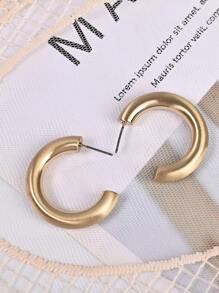 Copper Drawbench Geometric Minimalist Small C-shaped Earrings, Suitable For Daily Wear - Gold - View 1