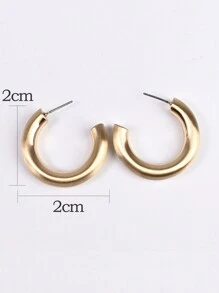 Copper Drawbench Geometric Minimalist Small C-shaped Earrings, Suitable For Daily Wear - Gold - View 3