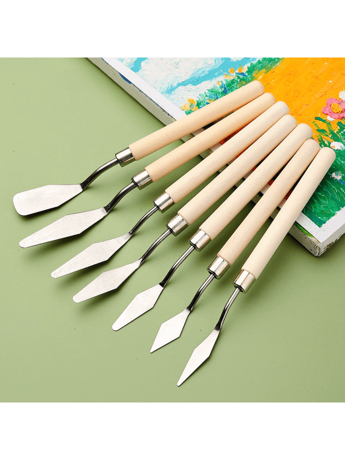 7pcs Palette Knife Set, Selection Of Different Sizes And Styles Of Stainless Steel Palette