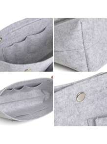 Plain Felt Tote Bag Liner, Minimalist Fashion Casual Daily Use - Light Grey - View 5