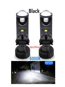 Đèn pha ô tô 120 cặp đèn H4/9003/HB2 Hi/Lo Led ống kính LED đôi H4 máy chiếu 8000LM Lampada Led Canbus 12v 24V bóng đèn - màu đen - Xem 2