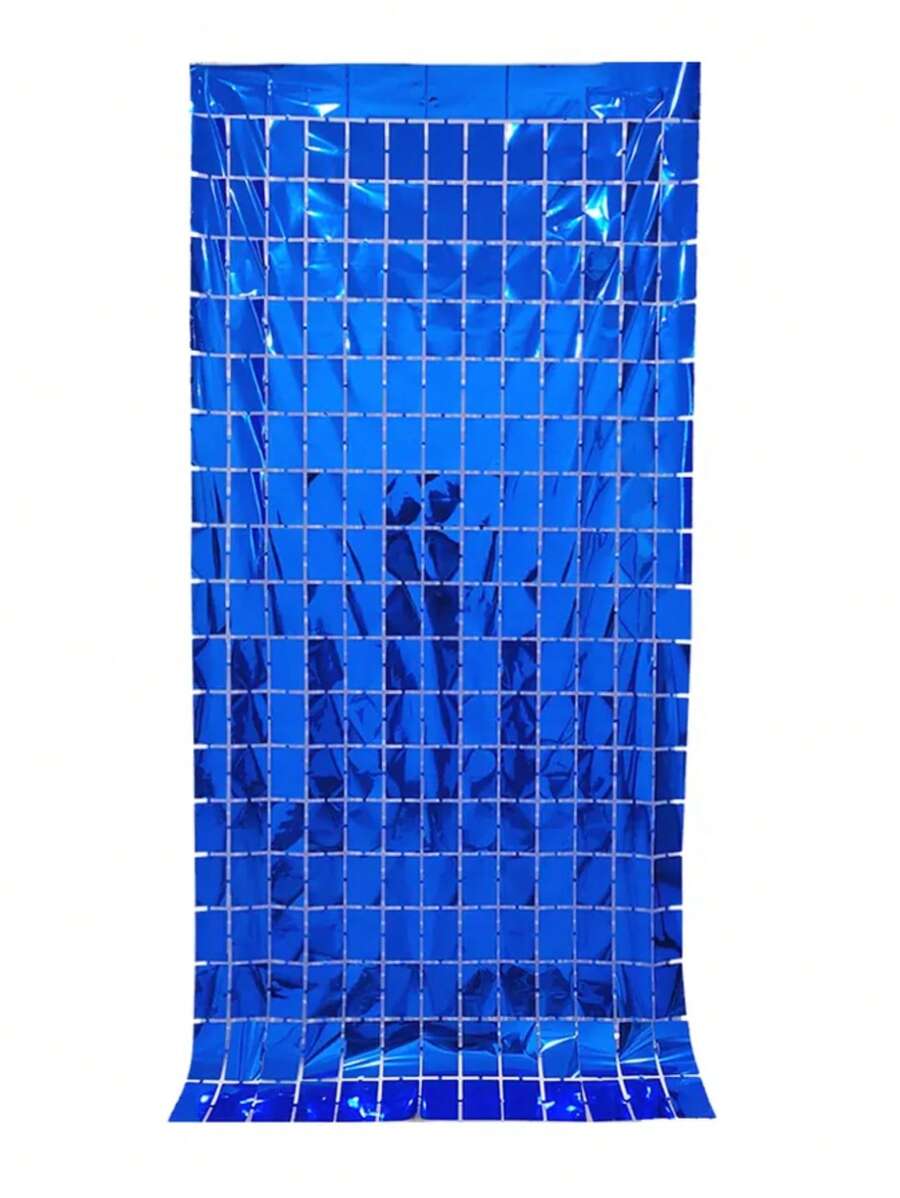 Pack Of 2 Metallic Square Curtains For Party (Choose Color) - Blue - View 1