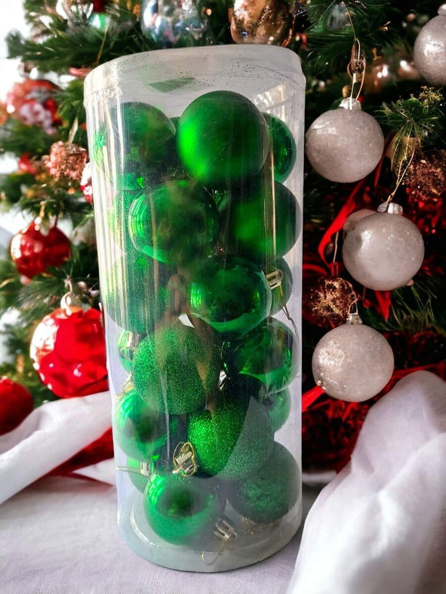 Estuche cilindro con esfera navideña #6 Adorno para árbol de Navidad decoraciones colgantes - Verde militar - Ver 1