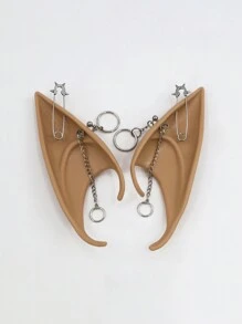 12CM Halloween natural color duende oreja estilo punk oreja decoraciones - Camel - Ver 1