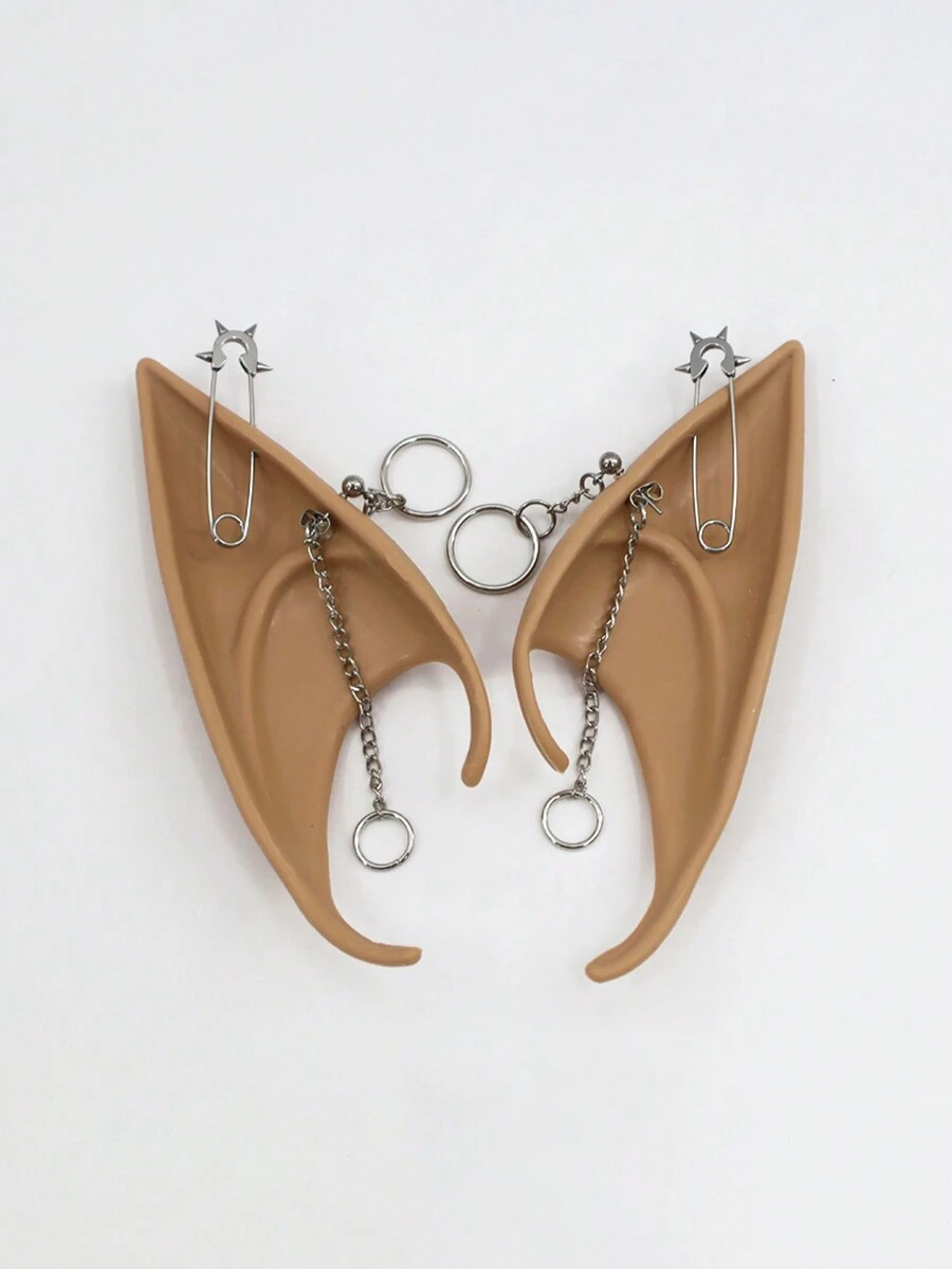 12CM Halloween natural color duende oreja estilo punk oreja decoraciones - Camel - Ver 1