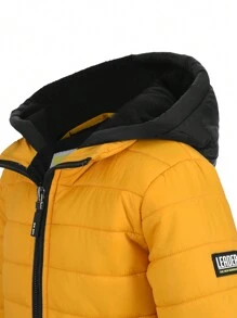 Big City Chamarra Acolchada Niño Casual Moda Combinada Con Capucha y Forro Polar - Amarillo - Ver 5