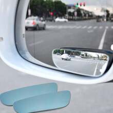 2 piezas de espejo convexo de punto ciego de 360 grados de ángulo amplio para coche, diseño largo y curvo sin marco - transparente - Ver 3