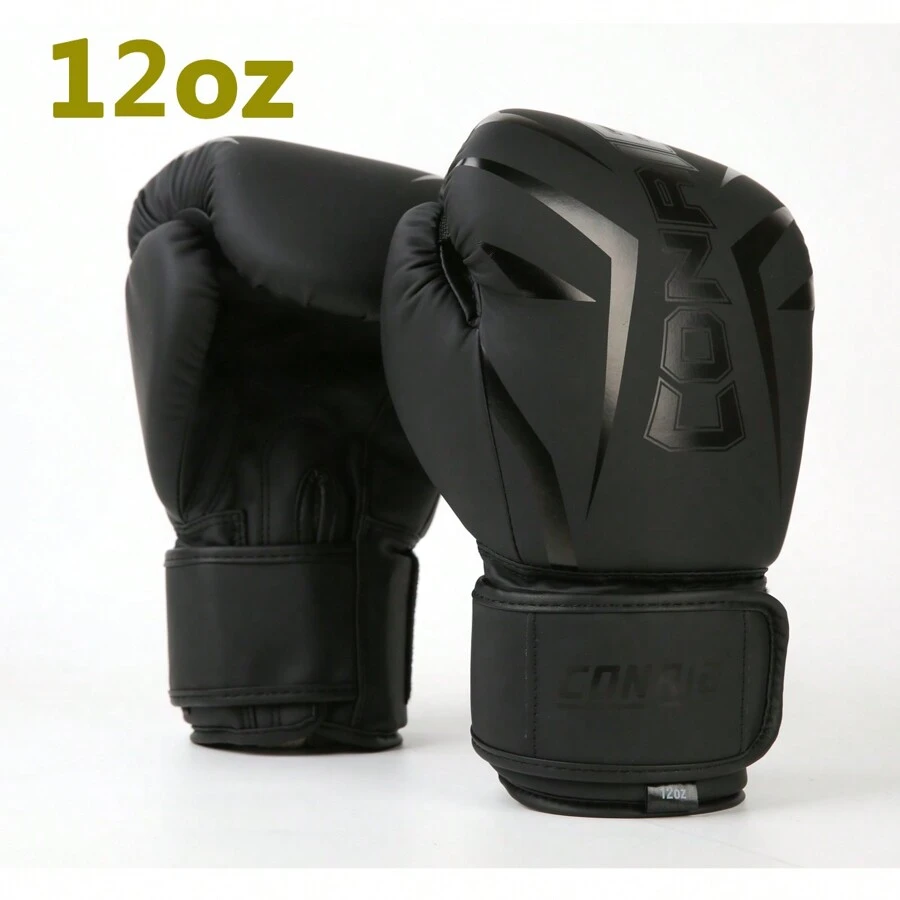 1pair 12Oz professional Black Boxing Gloves For Training, Boxing Matches With Wrist Protection, Boxing Clubs
