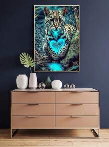 Diy 心形豹紋家居裝飾鑽石繪畫套件,手工工藝吊墜,圓形鑽石刺繡套件,創意十字繡,可愛卡通圖片,定制禮品 - 彩色 - 查看 3