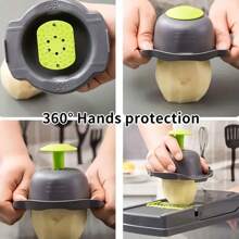 16/22入組蔬菜切碎機套件、多功能水果切片機、手動食物切碎機、蔬菜切片機、帶容器和護手切片機、洋蔥切碎機、馬鈴薯切片機、削皮器、廚房小工具 - 灰色 - 查看 9