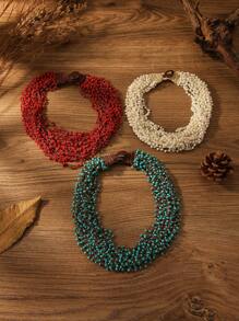 Handmade Crochet Bohemian Style Beaded Necklace, Suitable For Daily Wear - Green - View 3