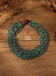 Handmade Crochet Bohemian Style Beaded Necklace, Suitable For Daily Wear - Green - View 1