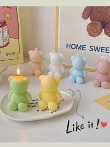 1 Pieza Vela De Fragancia De Cera De Soja Con Forma De Oso De Peluche, Regalo Creativo De Cumpleaños Para Hacer Uno Mismo, Decóración Del Hogar