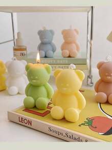 1 Pieza Vela De Fragancia De Cera De Soja Con Forma De Oso De Peluche, Regalo Creativo De Cumpleaños Para Hacer Uno Mismo, Decóración Del Hogar