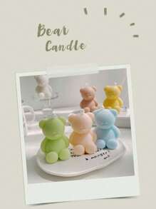 1 Pieza Vela De Fragancia De Cera De Soja Con Forma De Oso De Peluche, Regalo Creativo De Cumpleaños Para Hacer Uno Mismo, Decóración Del Hogar