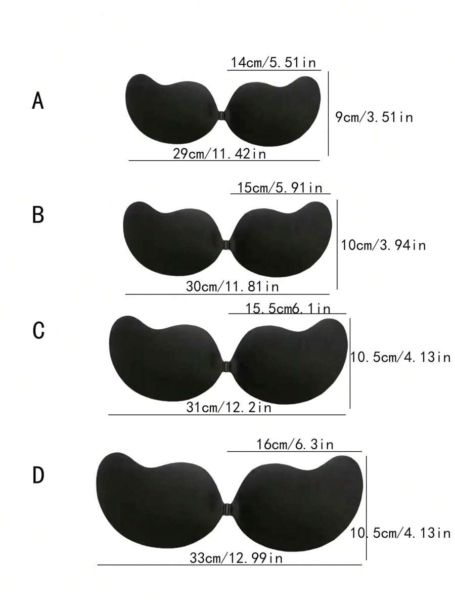 1pair Women's Strapless Silicone Adhesive Bra Push Up Selfadhesive