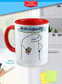Caneca Personalizada Porcelana Advogado Advocacia Direito Café Chá Presente Canecas Divertidas Fofas Xícara Lembrancinha Xicara 325ml - Vermelho - Visão 3