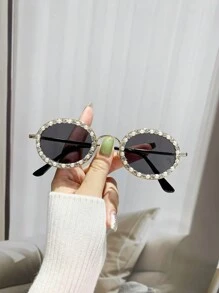 90年代風格水鑽裝飾太陽眼鏡適用於沙灘派對俱樂部