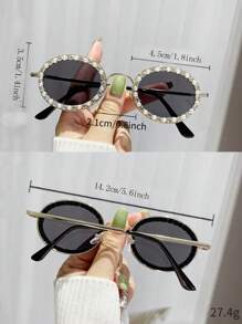 90年代風格水鑽裝飾太陽眼鏡適用於沙灘派對俱樂部