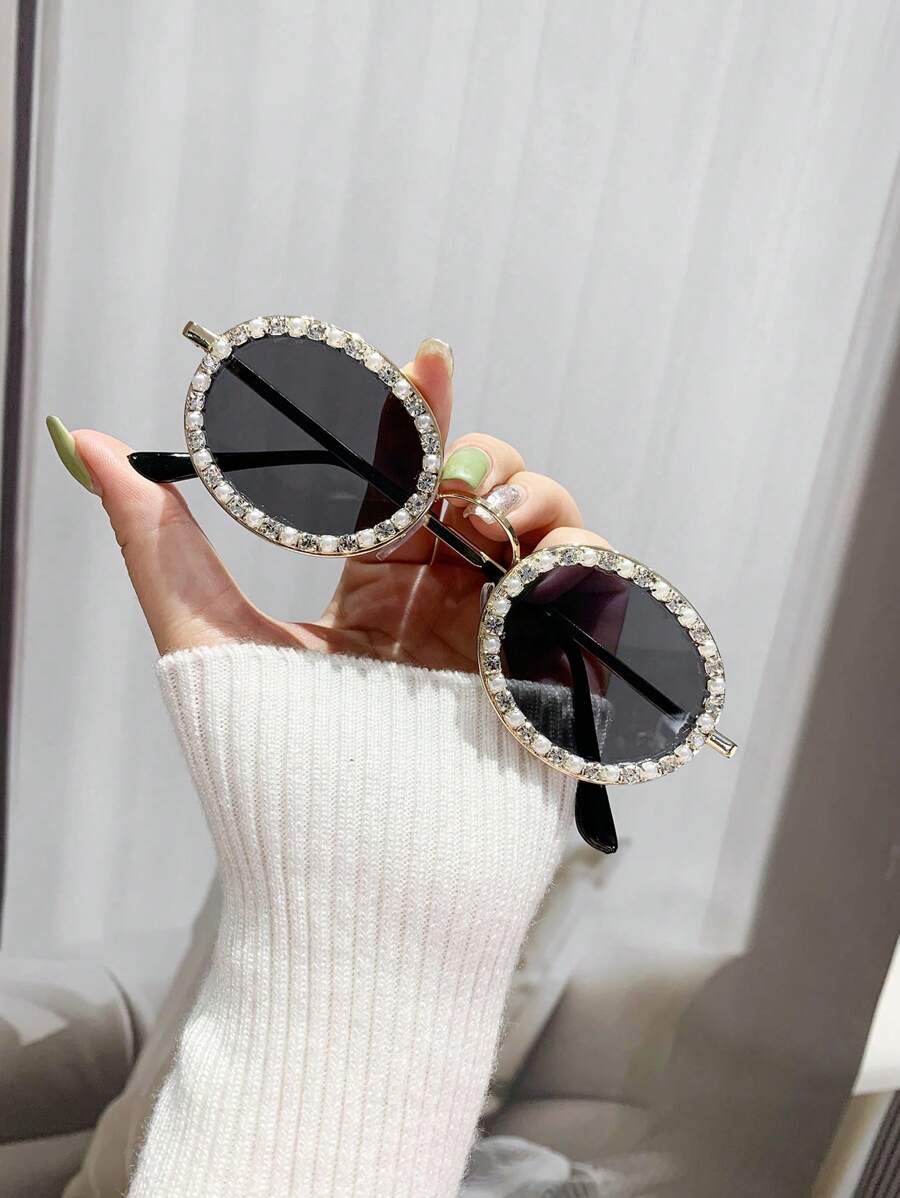 90年代風格水鑽裝飾太陽眼鏡適用於沙灘派對俱樂部