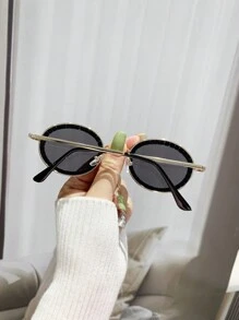 90年代風格水鑽裝飾太陽眼鏡適用於沙灘派對俱樂部