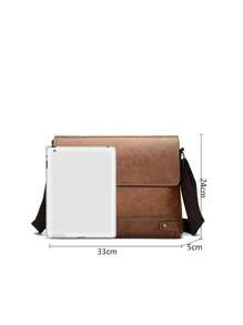 男士公事包單肩包，復古 PU 皮革垂直商務挎包 - 送給爸爸、丈夫、男朋友完美禮物斜背包斜背包側包適合旅行通勤度假必需品輕便隨身攜帶禮物送給父親丈夫斜背包袋 - 卡其色 - 查看 6