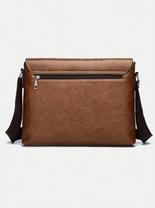 男士公事包單肩包，復古 PU 皮革垂直商務挎包 - 送給爸爸、丈夫、男朋友完美禮物斜背包斜背包側包適合旅行通勤度假必需品輕便隨身攜帶禮物送給父親丈夫斜背包袋 - 卡其色 - 查看 3