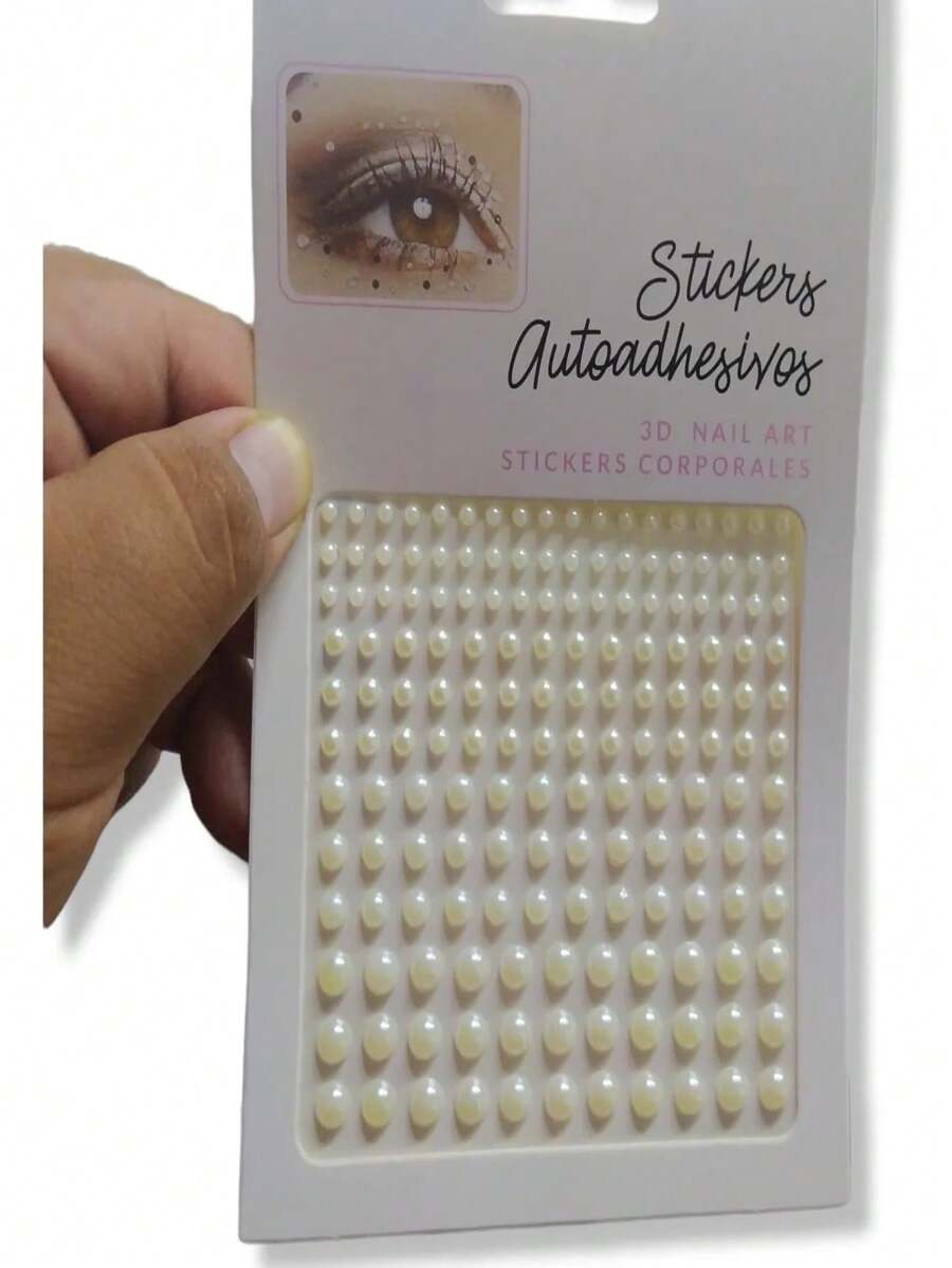 Perlas Con Adhesivo Para Rostro, Uñas y Cabello, Perlas Artificiales - Beis - Ver 1