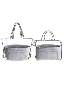 Plain Felt Tote Bag Liner, Minimalist Fashion Casual Daily Use - Light Grey - View 4
