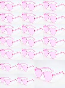 20 副男女通用 Y2K 风格心形糖果色时尚眼镜，适合各种节日和生日派对万圣节海滩配饰女士眼镜遮阳镜 - 粉色 - 查看 1