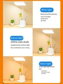 One, USB plug-in dual-purpose LED eye lamp, reading lamp, touch-type three-color dimming lamp - White - View 6