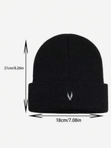 1pc Men's Olive Branch Embroidery Knitted Hat Suitable For Autumn And Winter Daily Wear Casual - Black - View 4