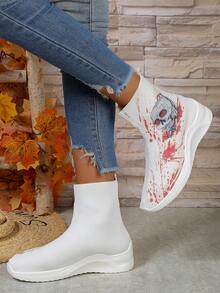 2023 Đúng mốt Và Thoải mái Trắng Thể thao Giày bốt vớ Đối với phụ nữ - trắng - Xem 2