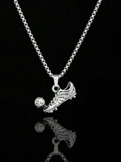 Stylish & Football Pendant Sport Necklace For Football Fans, Men's Stainless Steel Necklace, Punk, Hip Hop, Street Style