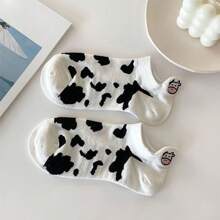 5 Của Quý cô Con bò Điểm Ngắn Vớ Thời gian rảnh rỗi Vớ - Đen và trắng - Xem 3