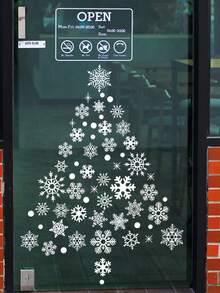 9pcs Christmas Snowflake Decoration Window Stickers,Electrostatic Stickers For Decorating Storefront Glass Doors And Windows - White - View 5