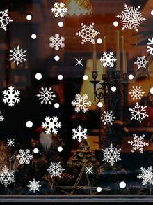 9pcs Christmas Snowflake Decoration Window Stickers,Electrostatic Stickers For Decorating Storefront Glass Doors And Windows - White - View 3