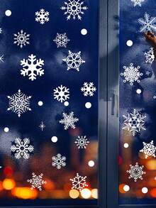 9pcs Christmas Snowflake Decoration Window Stickers,Electrostatic Stickers For Decorating Storefront Glass Doors And Windows - White - View 4