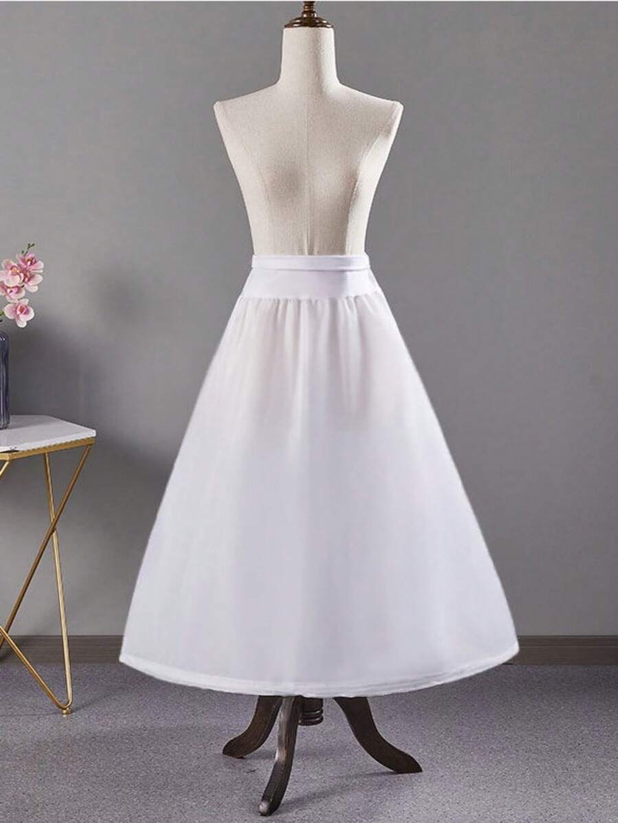 1 件女士 A 字形美人鱼婚纱，带衬裙，白色秋季女士服装 - 白色 - 查看 1