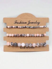 3入組多色天然石珠子手鍊4mm/6mm/8mm,適用於瑜伽、緩解焦慮,可伸縮的能量手環,女性珠寶禮物 - 彩色 - 查看 19