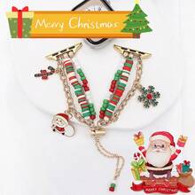 1入金屬聖誕元素手錶帶，可兼容蘋果手錶 Ultra/Se/8/7/6/5/4/3/2/1，適用於38/40/41/42/44/45/49毫米尺寸 - 彩色 - 查看 3