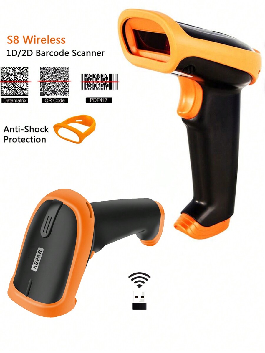 KEFAR KR-S8 Orange Wireless 2D Barcode Scanner 2.4G Transmission ...