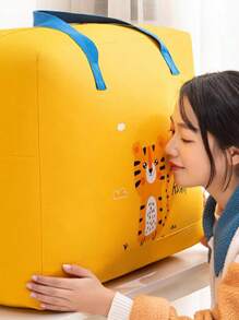 1入組被子收納袋，大容量衣物收納袋，便攜旅行搬家裝箱袋，帶手柄收納袋，可愛卡通衣櫃整理收納袋，適用於被褥毛毯床上用品玩具等衣物 - 黃色 - 查看 5