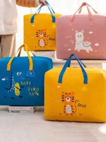 1入組被子收納袋，大容量衣物收納袋，便攜旅行搬家裝箱袋，帶手柄收納袋，可愛卡通衣櫃整理收納袋，適用於被褥毛毯床上用品玩具等衣物 - 黃色 - 查看 3