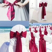 2 Pieces 10cm x 20M Satin Ribbon Red Poly Loop Ribbon Wide, Red Solid Color Fabric Ribbon Satin Deco Ribbon Gift Ribbons, Satin Ribbons for Decoration Christmas Birthday Gift Loop - Burgundy - View 5