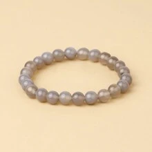 1pc Men's Beaded Bracelet 8mm Rhodonite Agate Healing Crystal Gem Bracelet Mala Yoga Meditation Jewelry Gifts For Women Men-Calm,Confidence,Protection,Success