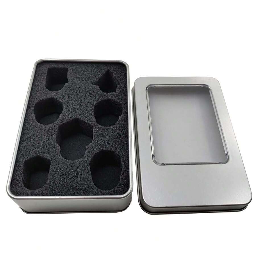 Silver Metal Dice Box With Window, Visible Metal Dice Storage Case, Gift, Portable Container With Carrying Handle, Tabletop Games Accessory (1pc) (dice Not Included) - Silver - View 1