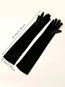 优雅女士长手套一双装，适合日常跳舞、下午茶聚会及其他场合，如万圣节、婚礼、旅行、节日等。 - 黑色 - 查看 3